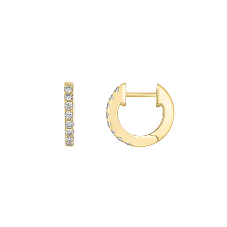 Classic Diamond Claw Set Mini Huggies | 18K Yellow Gold