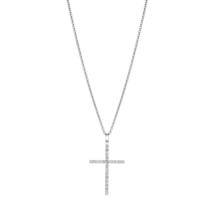Amarna Diamond Cross Necklace Large | 18K White Gold