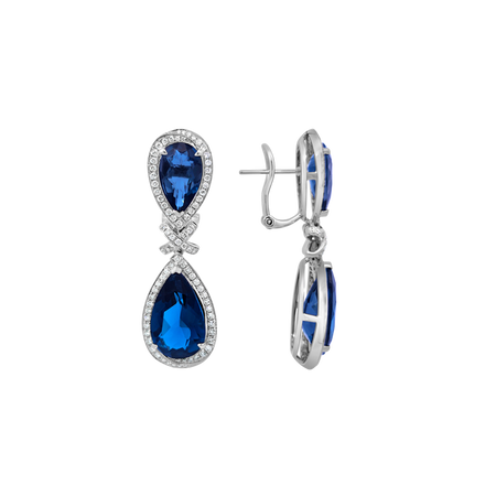 Artisan Topaz Drop Earrings | 18K White Gold