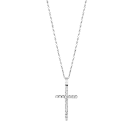 Lux Diamond Cross Necklace | 18K White Gold