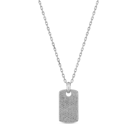 Artisan Pavé Pendant Necklace | 18K White Gold