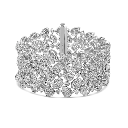 Riviera Multi-Shape Wide Bracelet | 18K White Gold
