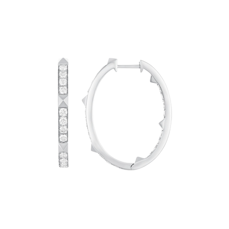 R.08® Une Full Moon Small Hoop Earrings | 18K White Gold