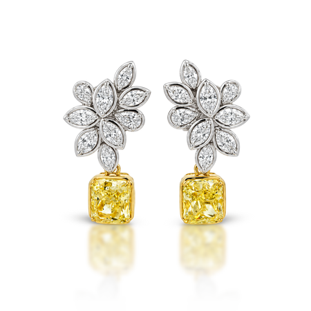 Riviera Pear & Marquise Diamond Drop Earrings | 18K White & Yellow Gold