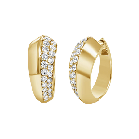 Artisan Duple Diamond Huggies | 18K Yellow Gold