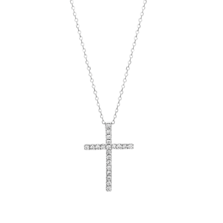 Classic Diamond Cross Necklace | 18K White Gold