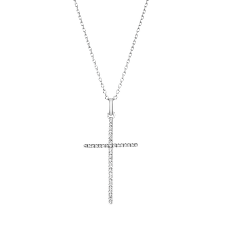 Classic Frankie Mini Diamond Cross Necklace | 18K White Gold