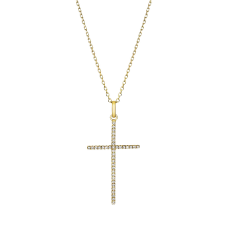 Classic Frankie Mini Diamond Cross Necklace | 18K Yellow Gold