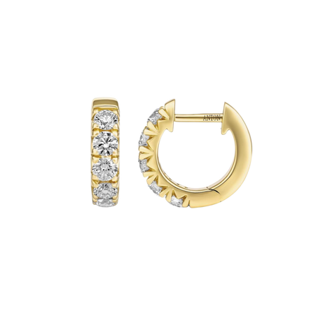 Krisscut Medium Diamond Huggies | 18K Yellow Gold