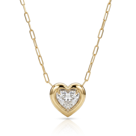 Luminous Heart Shape Diamond Pendant Necklace | 18K Yellow Gold