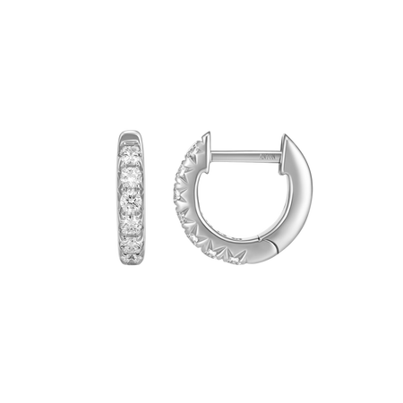 Krisscut Medium Diamond Huggies | 18K White Gold