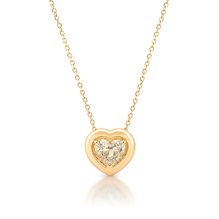 Luminous Heart Solitaire Pendant Necklace | 18K Yellow Gold