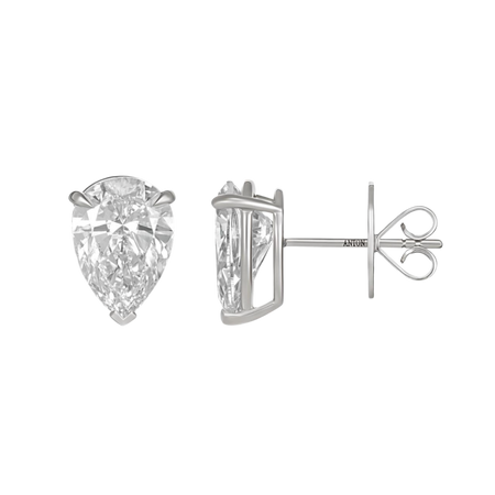 Riviera Pear Shaped Diamond Studs | 18K White Gold
