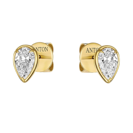 Luminous Pear Brilliant Cut Stud Earrings | 18K Yellow Gold
