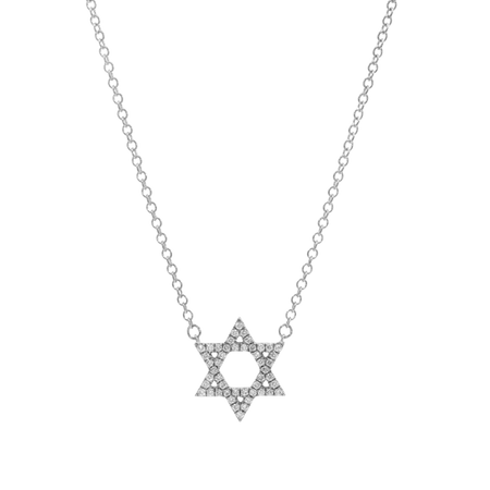 Classic Collection Star of David Diamond Pendant Necklace | 18K White Gold
