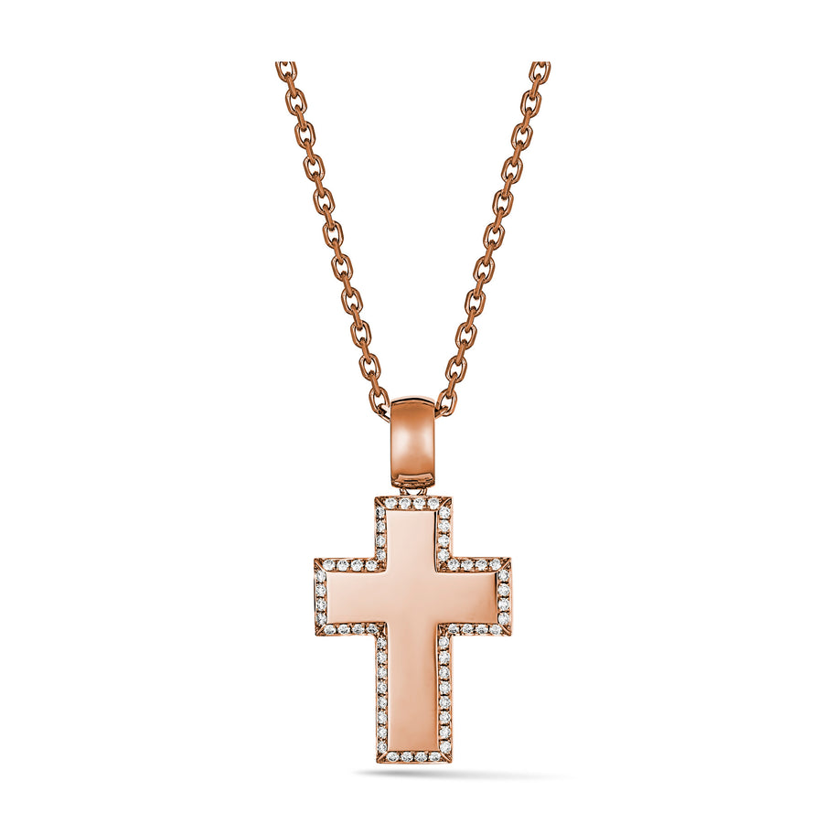 Izzy Diamond Cross Necklace | Rose Gold