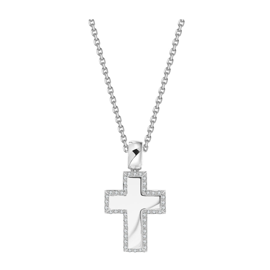 Izzy Diamond Cross Necklace | White Gold