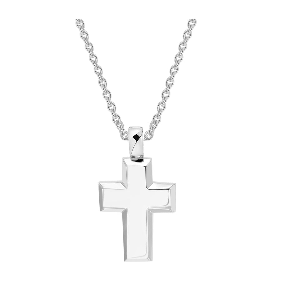 Faith Cross Solid Necklace | White Gold
