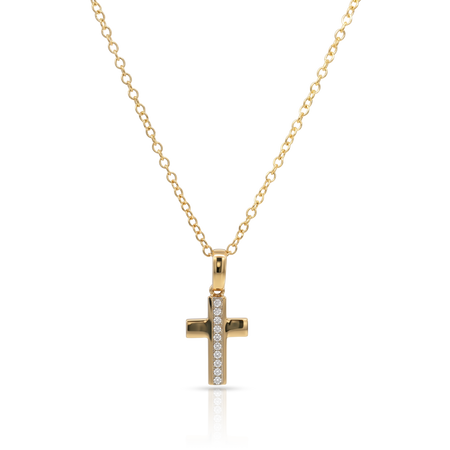 Classic Une Diamond Cross Necklace | 18K Yellow Gold