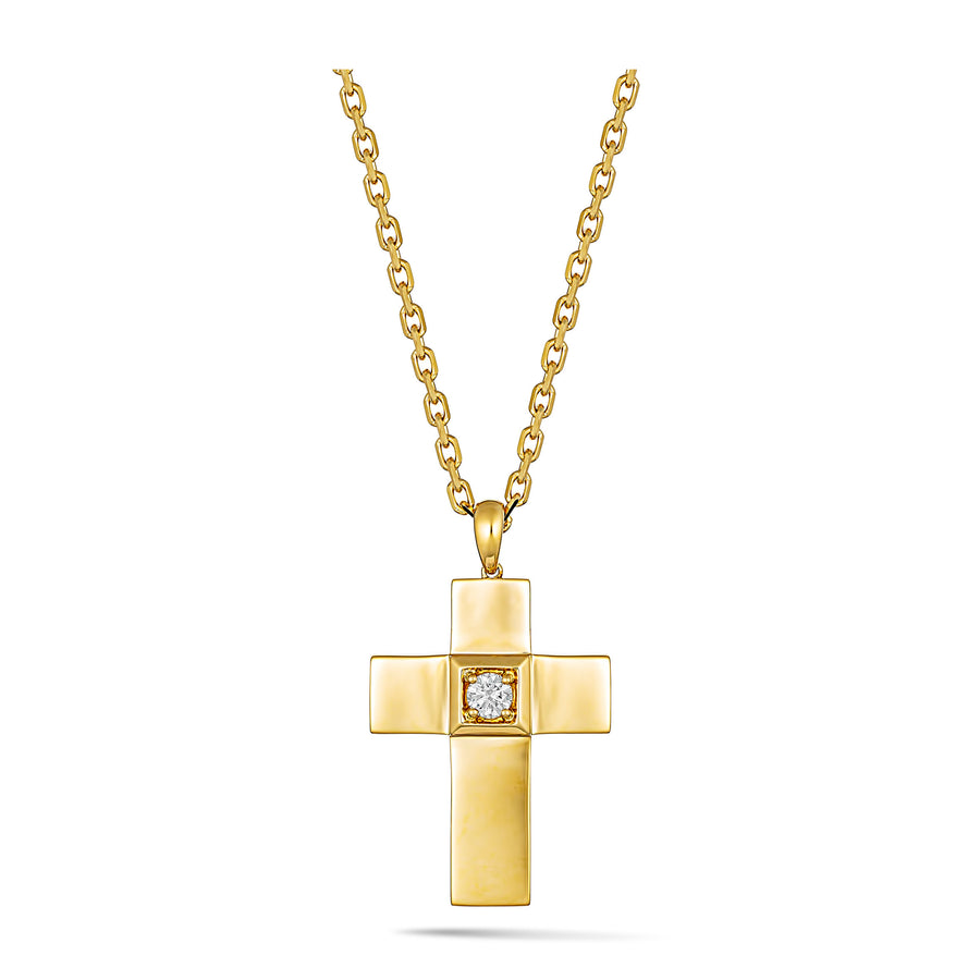 Rosaleigh Large Diamond Cross Necklace | Yellow Gold