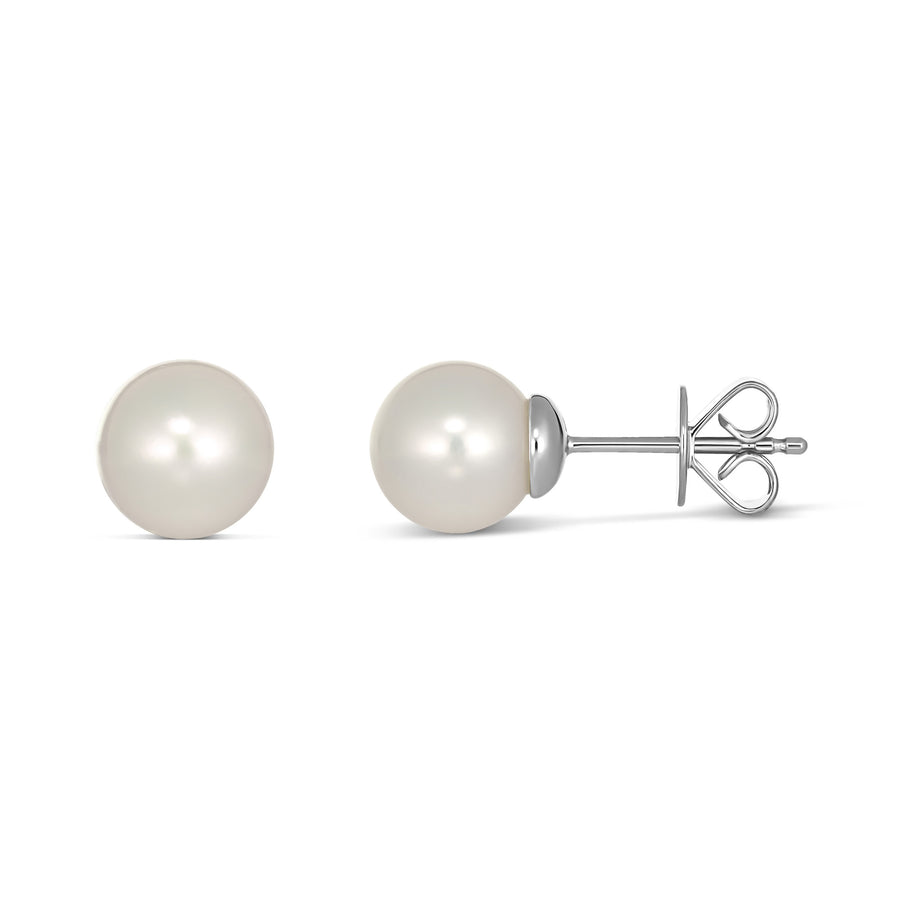 Classic Pearl Stud Earrings | White Gold