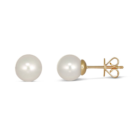 Classic Pearl Stud Earrings | Yellow Gold