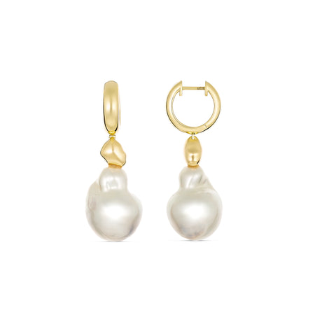 Artisan Duet Baroque South Sea Pearl Drop Huggies