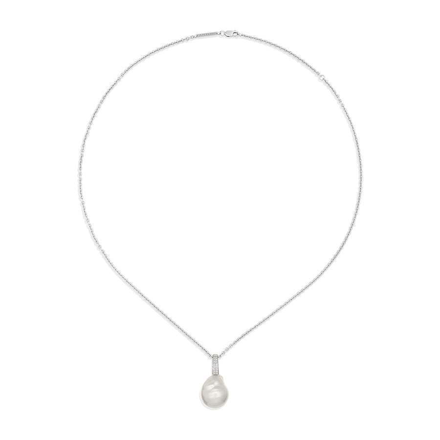Pearl Collection Pearl and Diamond Pendant Necklace | White Gold