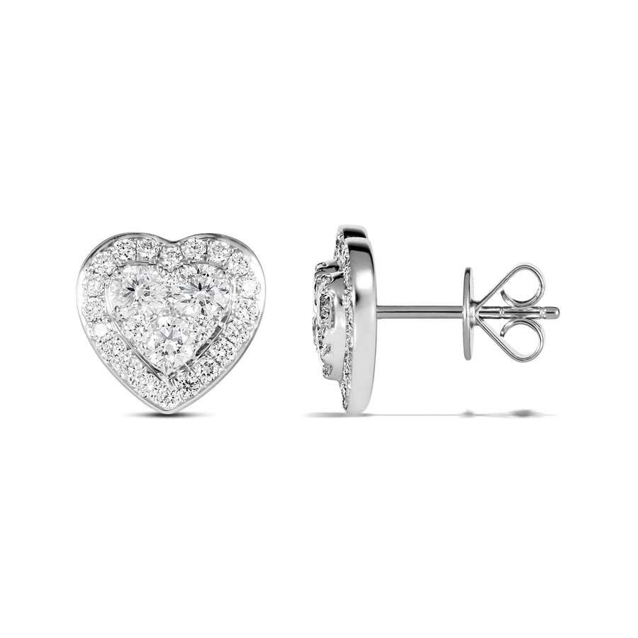 Promise Heart Diamond Studs | White Gold