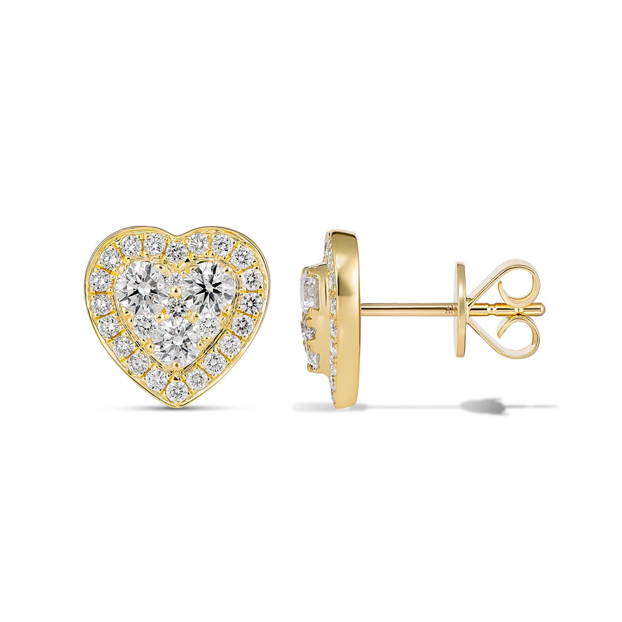 Promise Heart Diamond Studs | Yellow Gold