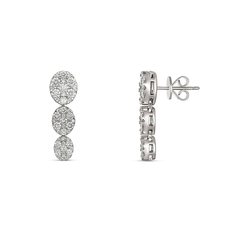 Promise Oval Shaped Diamond Drop Earrings | White Gold