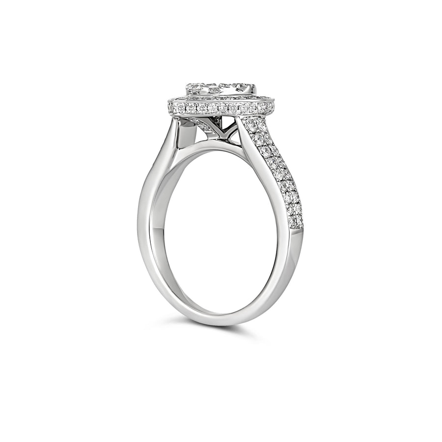 Promise Pear Shape Round Shape Diamond Cluster Ring | White Gold