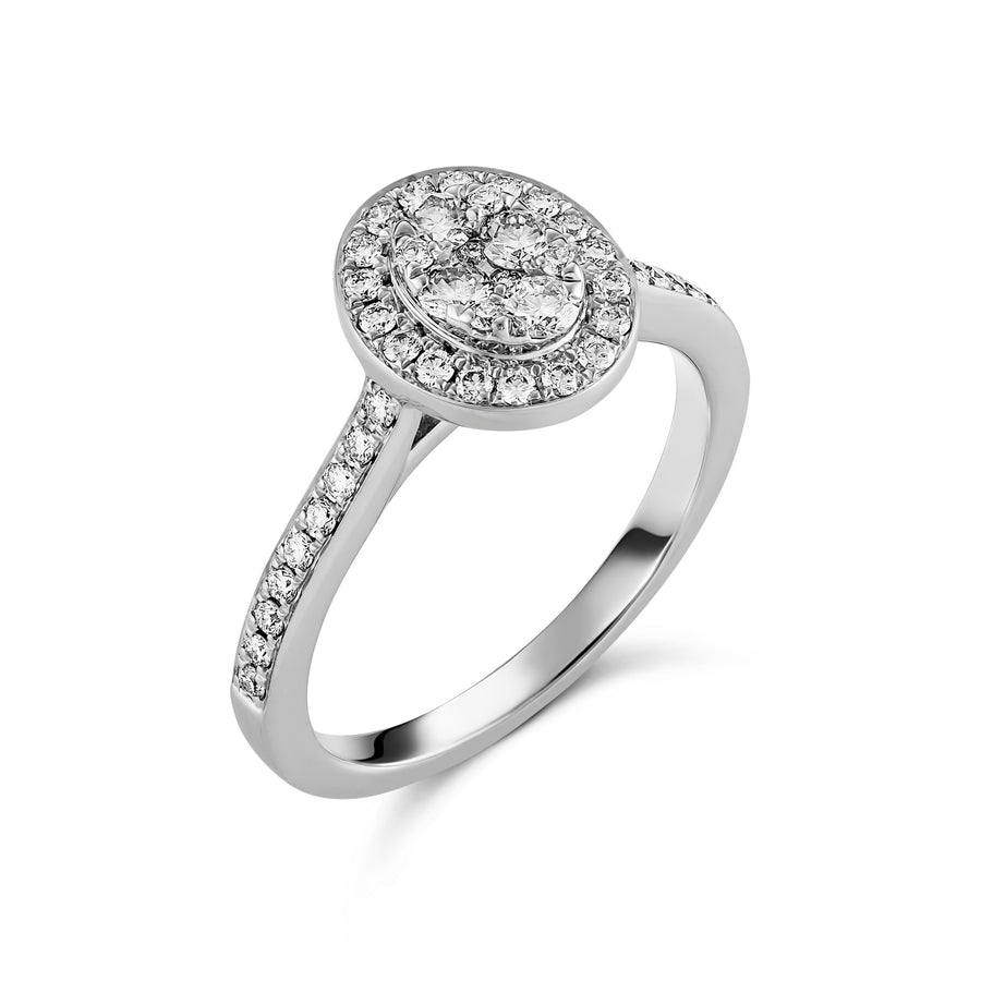 Promise Oval Diamond Halo Ring | White Gold