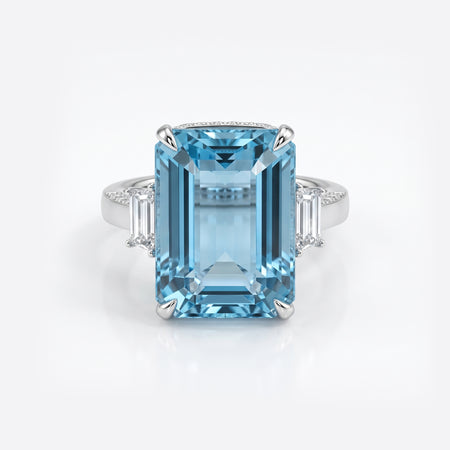 Regal Collection® Aquamarine And Natural Diamond Set Ring | Platinum