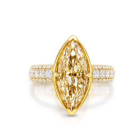 Luminous Pave Marquise Diamond Ring | 18K Yellow Gold