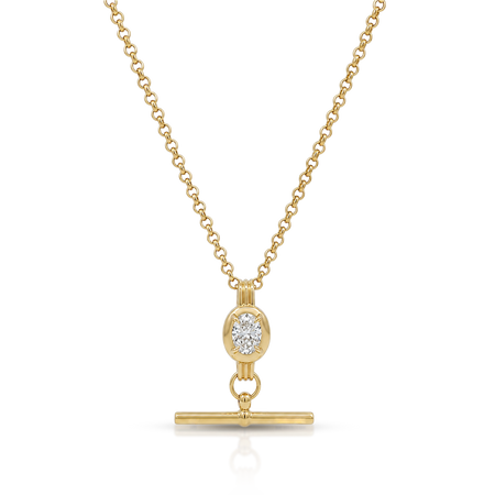 Luminous Fob Oval Pendant Necklace | 18K Yellow Gold