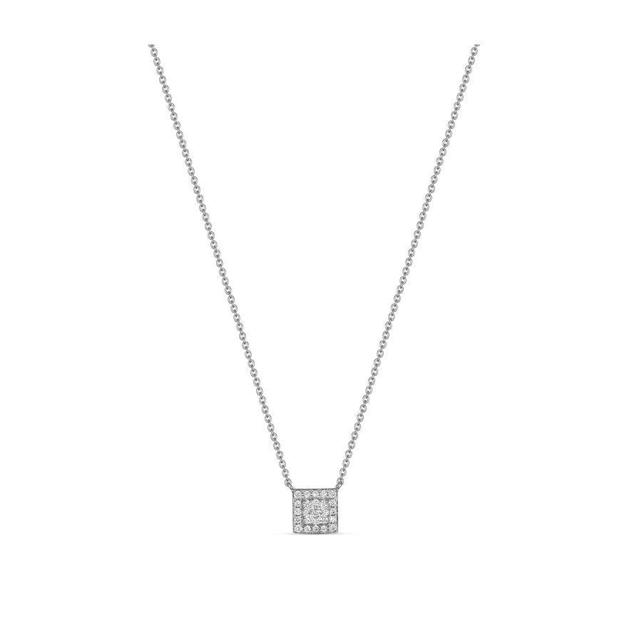 Promise Mini Square Diamond Necklace | White Gold