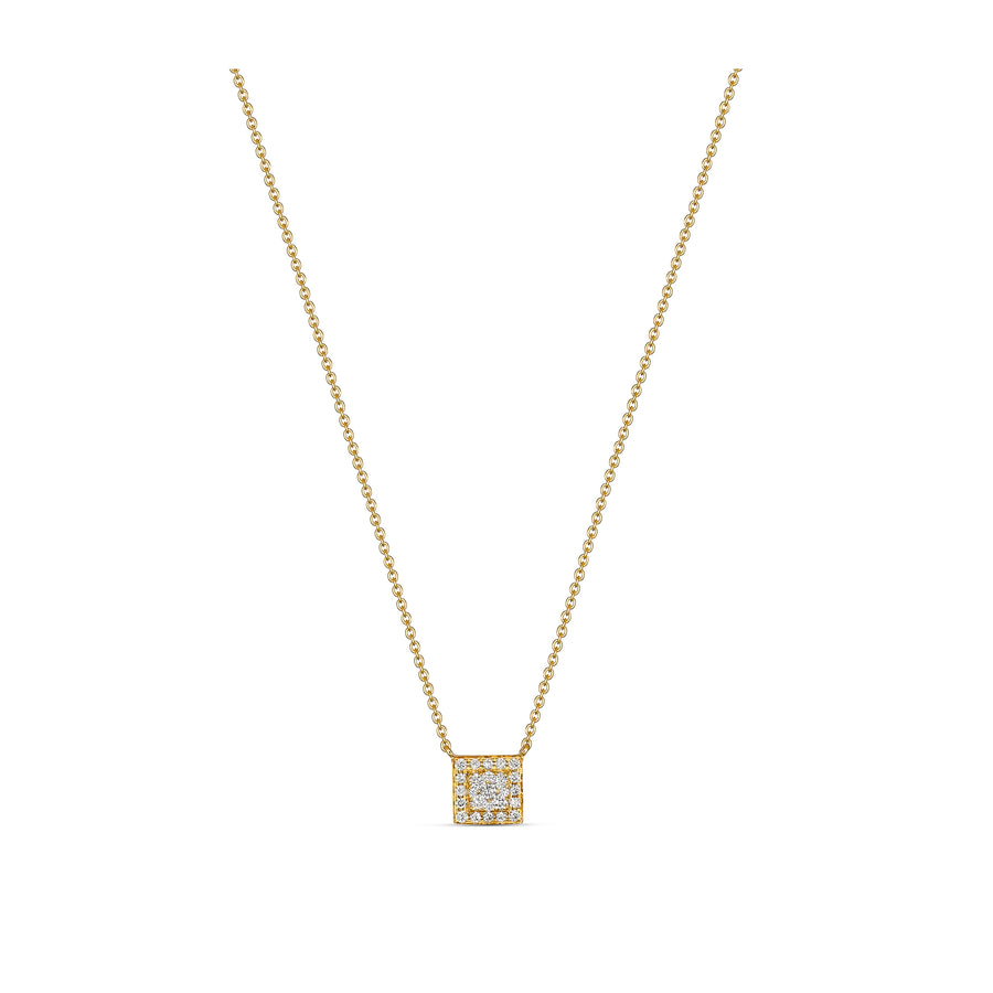 Promise Mini Square Diamond Necklace | Yellow Gold