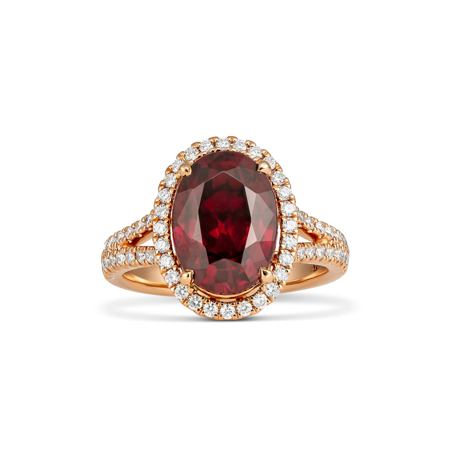 Regal Collection® Oval Cut Garnet Coloured Gemstone and Diamond Ring | Rose Gold