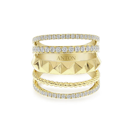 R.08® Contour Multi-Row Diamond Ring | Yellow Gold