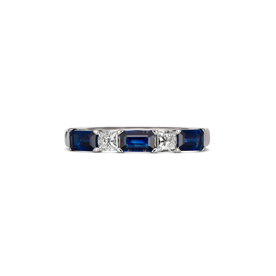 Blue Sapphire and Diamond Ring | White Gold