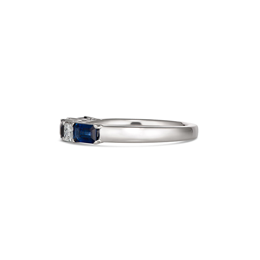 Blue Sapphire and Diamond Ring | White Gold