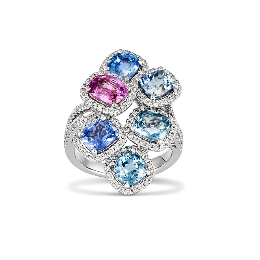 Regal Collection® Multi Shape Coloured Sapphire and Diamond Ring | White Gold