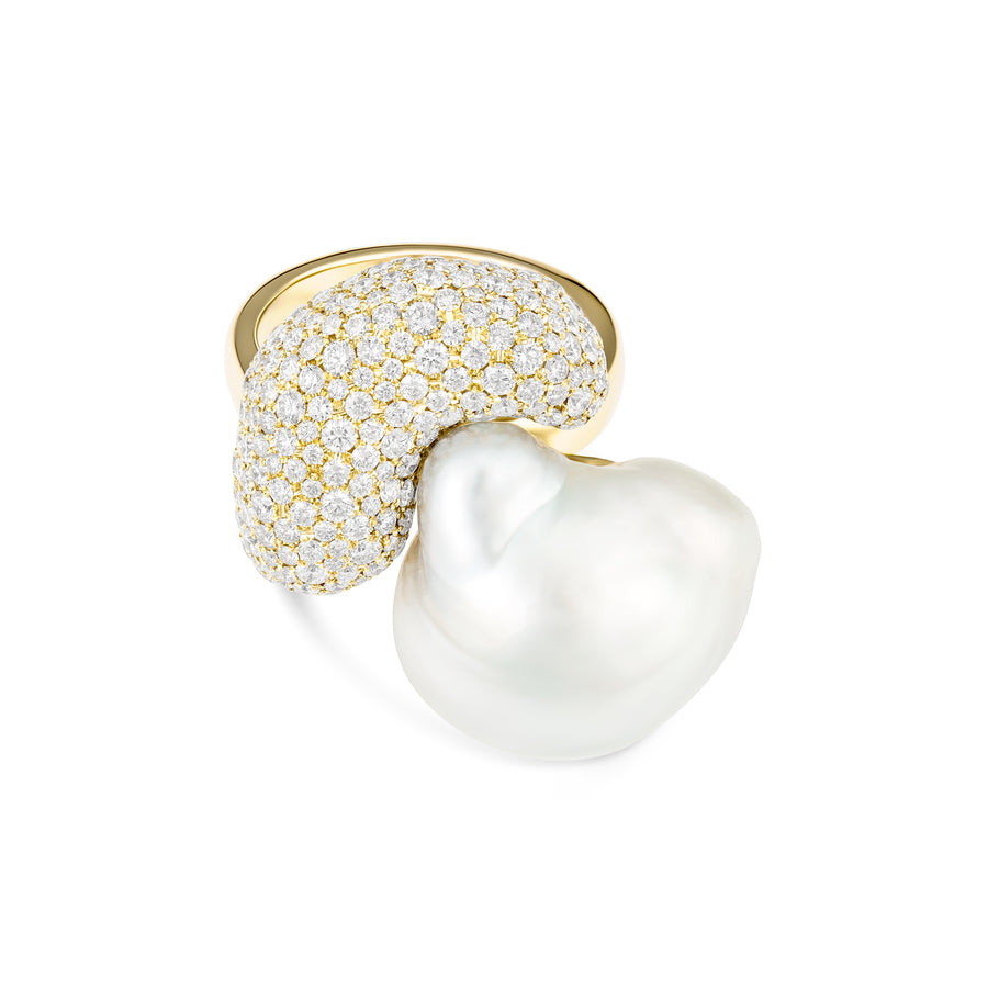 Artisan Raine Pearl and Diamond Ring | Yellow Gold