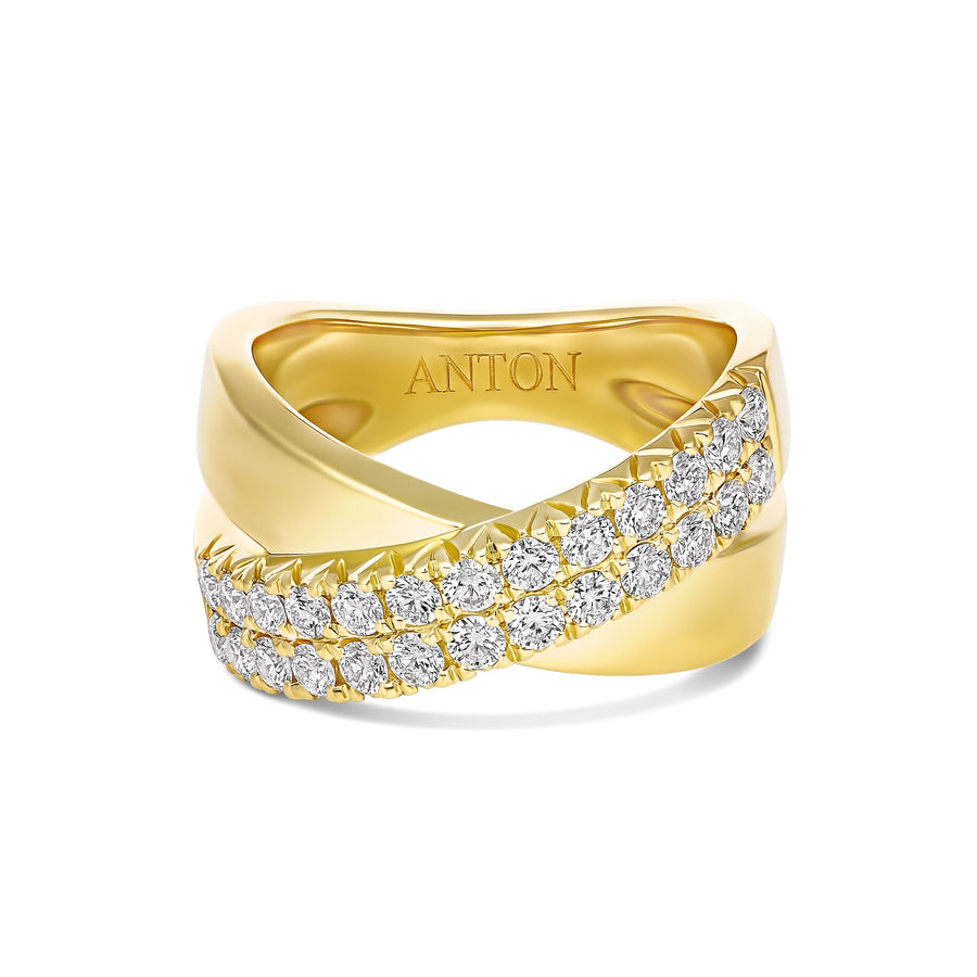 Krisscut Eclipse Crossover Diamond Ring | 18K Yellow Gold