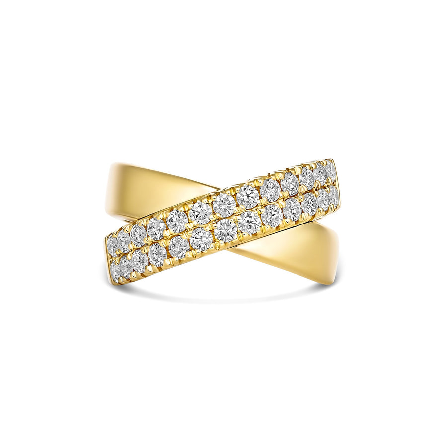 Krisscut Eclipse Crossover Diamond Ring | 18K Yellow Gold