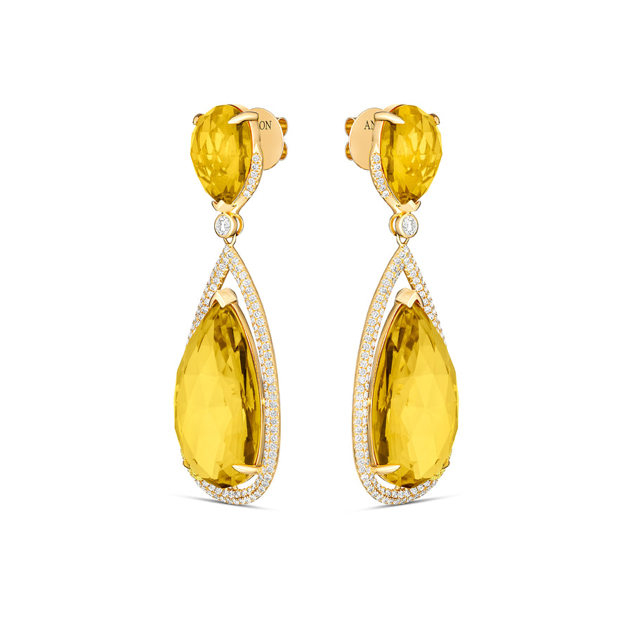 ROCK Candy® Honey Quartz Diamond Drop Earrings | Yellow Gold
