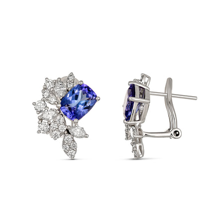 Regal Collection® Cushion Cut Tanzanite and Diamond Earrings | White Gold