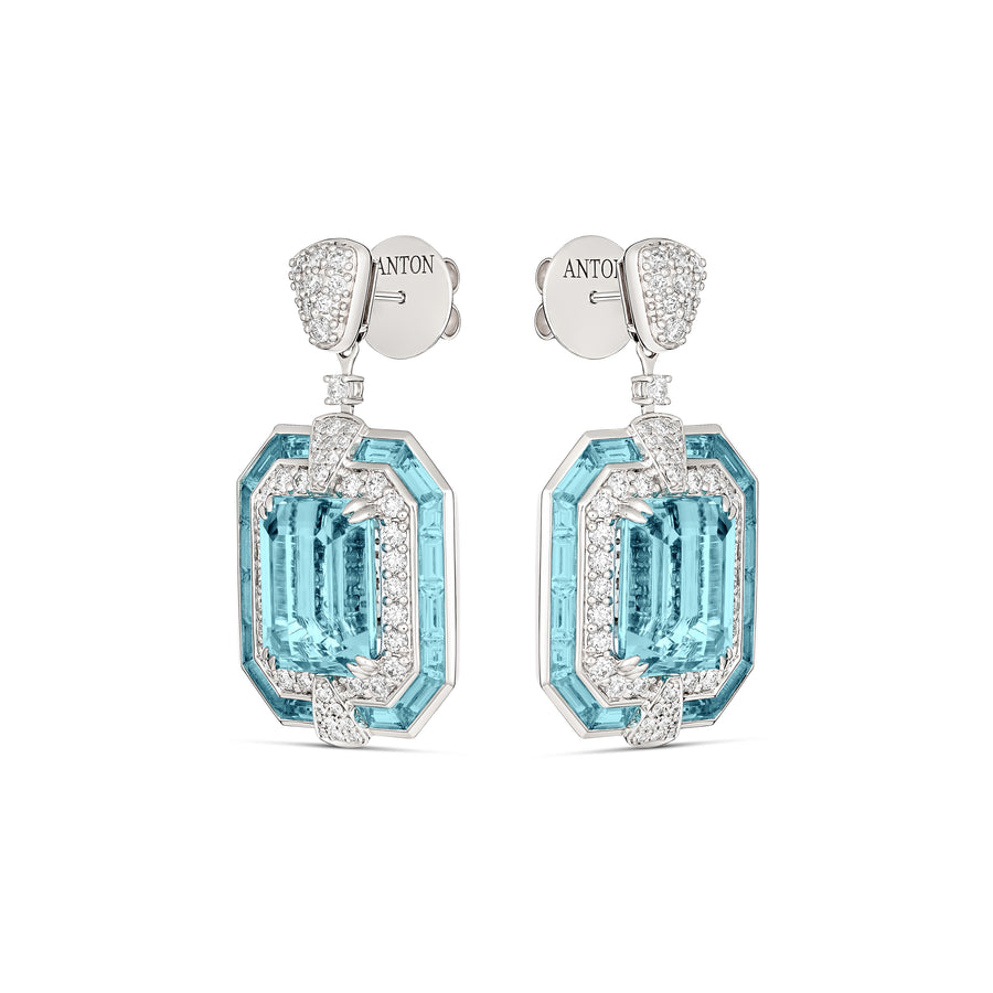 Regal Collection® Aquamarine and Diamond Drop Earrings | White Gold
