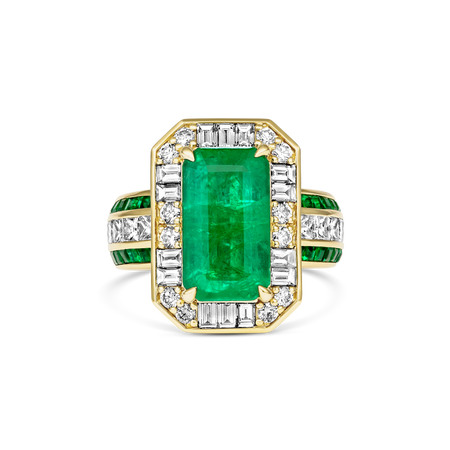 Regal Collection® Natural Emerald and Diamond Ring | 18K Yellow Gold